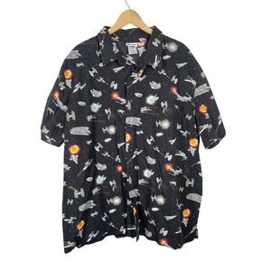 Disney Parks Star Wars Mens XL Black Galactic Battle Button Down Shirt